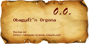 Obagyán Orgona névjegykártya